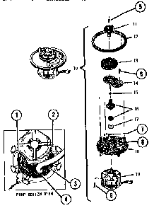 Pump, Bottom Diagram and Parts List for WCTD5500  Thermador Dishwasher