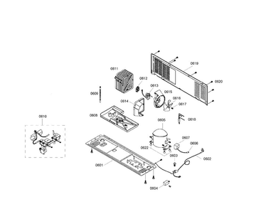 Compressor/condenser Diagram and Parts List for B20CS51SNW 02 Bosch Refrigerator