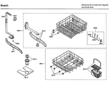 Rack Diagram and Parts List for SHX33A02UC 30 Bosch Dishwasher