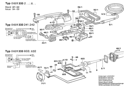 Section 3 Diagram and Parts List for 13332 0601333239 Bosch Angle Grinder