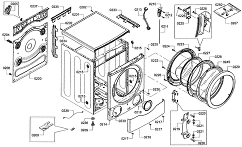 Cabinet Diagram and Parts List for WFVC844PUC 26 Bosch Washer