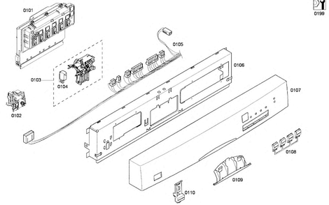 Control Panel Diagram and Parts List for SHE43F02UC 53 Bosch Dishwasher