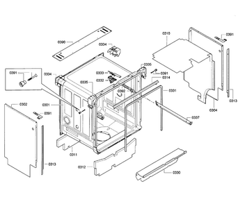Cabinet Diagram and Parts List for SGE63E05UC 32 Bosch Dishwasher