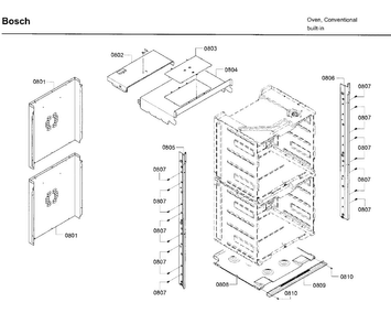 Frame Asy Diagram and Parts List for HBN8651UC 02 Bosch Wall Oven