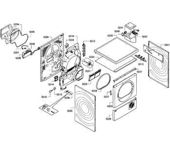 Cabinet Diagram and Parts List for WTC82100US 05 Bosch Dryer