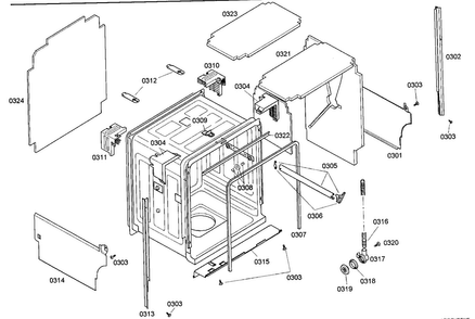 Cabinet Parts Diagram and Parts List for SHX55M05UC 46 Bosch Dishwasher