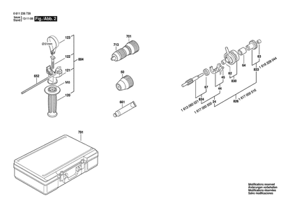 Section 2 Diagram and Parts List for GBH4DFE 0611236739 Bosch Hammer Drill