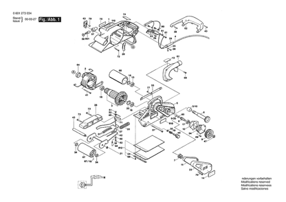 Section 1 Diagram and Parts List for GBS12730 0601273034 Bosch Belt or Drum Sander