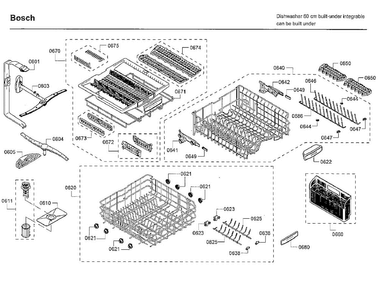 Rack Asy Diagram and Parts List for SHXM78W55N 01 Bosch Dishwasher