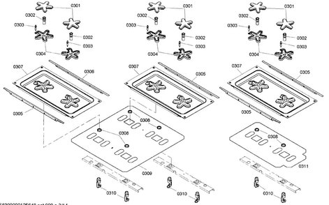 Burner Assy Diagram and Parts List for PRL486EDG03  Thermador Range