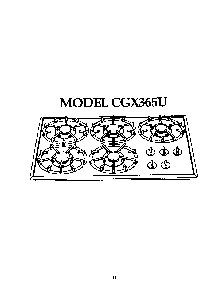 Cooktop Diagram and Parts List for CGX365U  Thermador Cooktop
