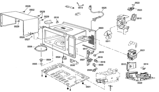 Microwave Diagram and Parts List for MEMW271ES01  Thermador Microwave