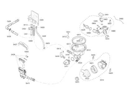 Pump Assy Diagram and Parts List for SHE45M06UC 50 Bosch Dishwasher