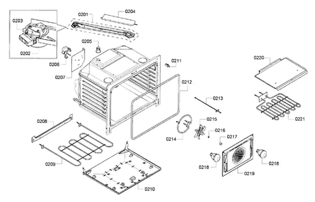 Cavity Diagram and Parts List for HEI7052U 06 Bosch Range