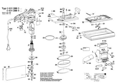 Section 1 Diagram and Parts List for 0601288003  Bosch Orbital or Palm Sander