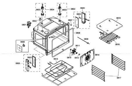 Bottom Oven Diagram and Parts List for PODC30201  Thermador Wall Oven