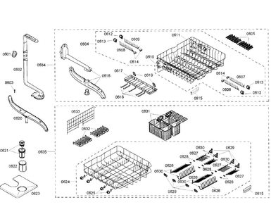 Racks Diagram and Parts List for SHX57C05UC 47 Bosch Dishwasher