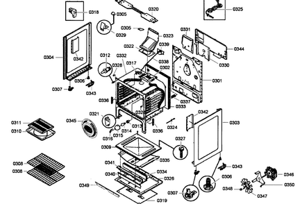 Cabinet Assy Diagram and Parts List for HGS5053UC 01 Bosch Range