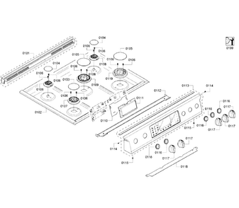 Cooktop Diagram and Parts List for HGI8054UC 03 Bosch Range