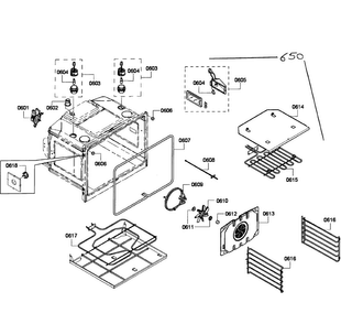 Lower Oven Assy Diagram and Parts List for HBL8650UC 05 Bosch Wall Oven