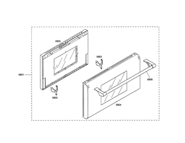 Door Diagram and Parts List for PDR364GDZS 08 Thermador Range