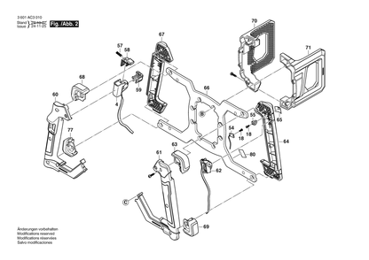 Figure 3 Diagram and Parts List for 3601AC3010 GRW18V-160 Bosch Cement Mixer