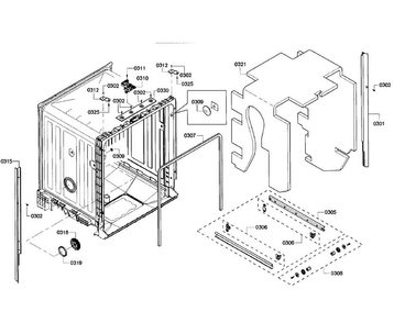 Cabinet Diagram and Parts List for SHX6AP02UC 06 Bosch Dishwasher