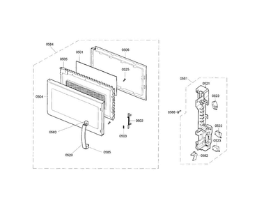 Door/latch Diagram and Parts List for HMV9303 01 Bosch Microwave