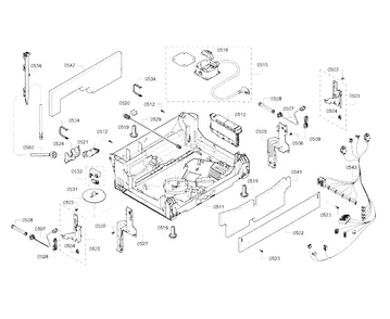 Base Diagram and Parts List for SHE68T52UC 02 Bosch Dishwasher
