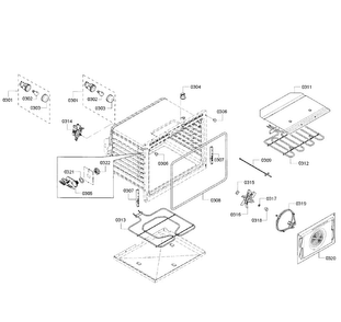 Cavity Diagram and Parts List for HEIP054U 01 Bosch Range