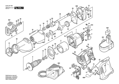 Section 1 Diagram and Parts List for 0601644364  Bosch Reciprocating Saw