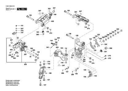 Page 3 Diagram and Parts List for GCM18V-12GDC 3601M43010 Bosch Miter Saw