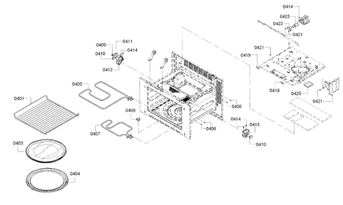 Cabinet 1 Diagram and Parts List for HMC87151UC 01 Bosch Microwave