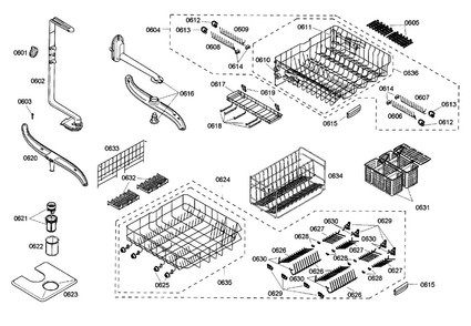 Basket Assy Diagram and Parts List for DWHD94EP 49 Thermador Dishwasher