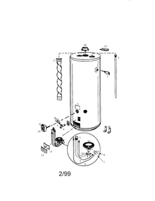 Mobile Home 30 Gallon Diagram and Parts List for 153333831  Kenmore Water Heater