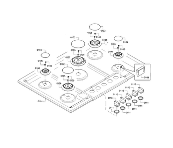 Burner Assy Diagram and Parts List for NGM8065UC 01 Bosch Cooktop