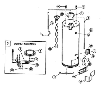 Water Heater Diagram and Parts List for 153336801HA  Kenmore Water Heater