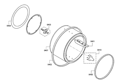 Drum Assy Diagram and Parts List for WTB86202UC 02 Bosch Dryer