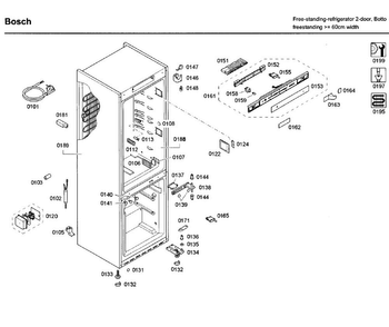 Cabinet Diagram and Parts List for B10CB80NVS 05 Bosch Refrigerator