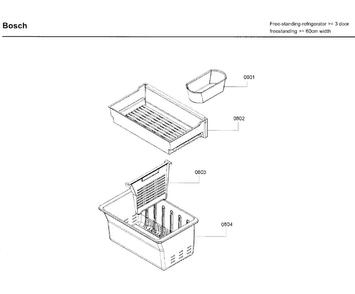 Ice Container Diagram and Parts List for B26FT70SNS 08 Bosch Refrigerator