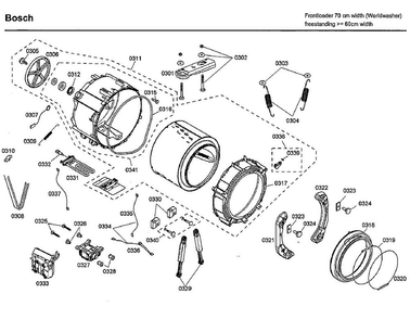 Tub Diagram and Parts List for WFMC8400UC 14 Bosch Washer