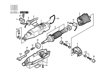 Diagram Diagram and Parts List for 395 F 013 039 5FM Bosch Router