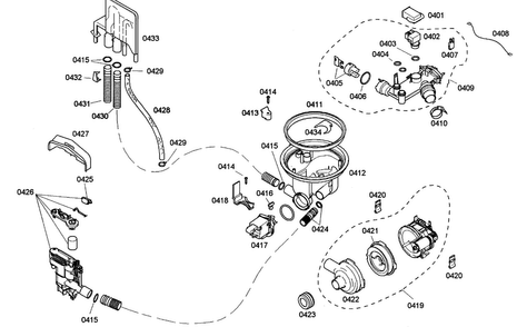 Pump Diagram and Parts List for SHE33M05UC 47 Bosch Dishwasher