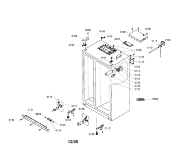 Cabinet Diagram and Parts List for B20CS81SNW 01 Bosch Refrigerator
