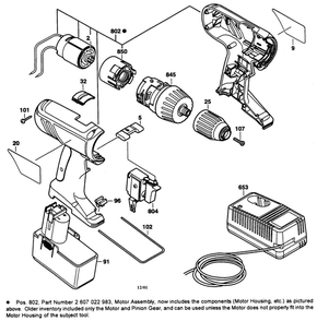 Drill Diagram and Parts List for 0601948460  Bosch Drill