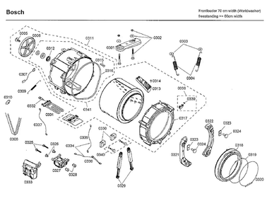 Tub Diagram and Parts List for WFMC3301UC 04 Bosch Washer