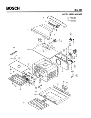 03 - CAVITY, UPPER & LOWER Diagram and Parts List for HBN655  Bosch Range