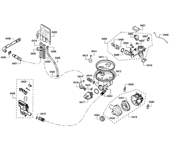 Pump Assy Diagram and Parts List for SHE43P06UC 61 Bosch Dishwasher