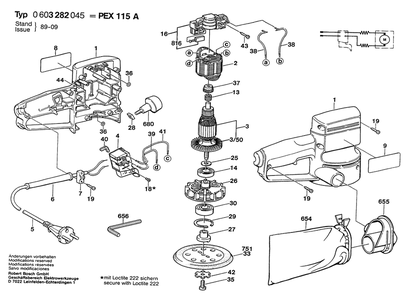 Section 1 Diagram and Parts List for 0603282045  Bosch Orbital or Palm Sander