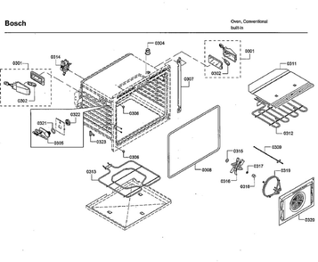 Cavity 1 Diagram and Parts List for HBLP651RUC 03 Bosch Wall Oven